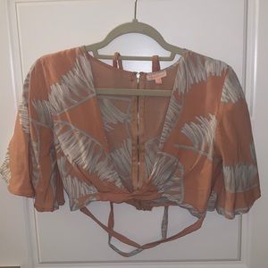 Floral wrap around crop top with back zipper